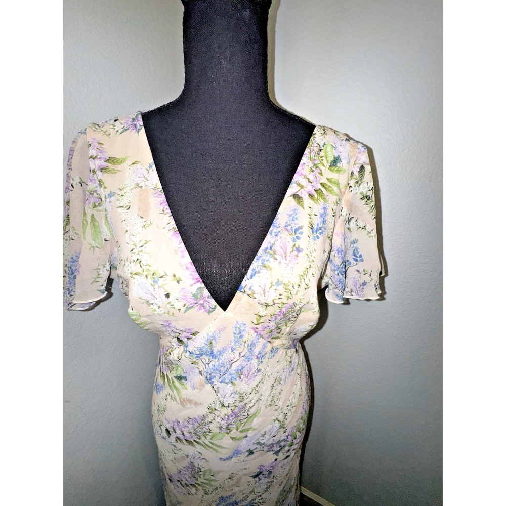 VICI "Best Dressed" Ruffle Sleeve‎ Maxi Dress Floral Open Back Size Large - Picture 2 of 8